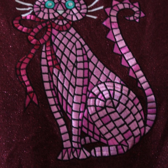 Bob Mackie Wearable Art Maroon Sparkle Knit Sweater - Picture 4 of 5